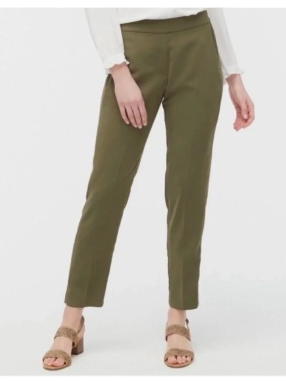 J.‎ Crew Olive Green Jamie Pants Pull On Pockets Size 8